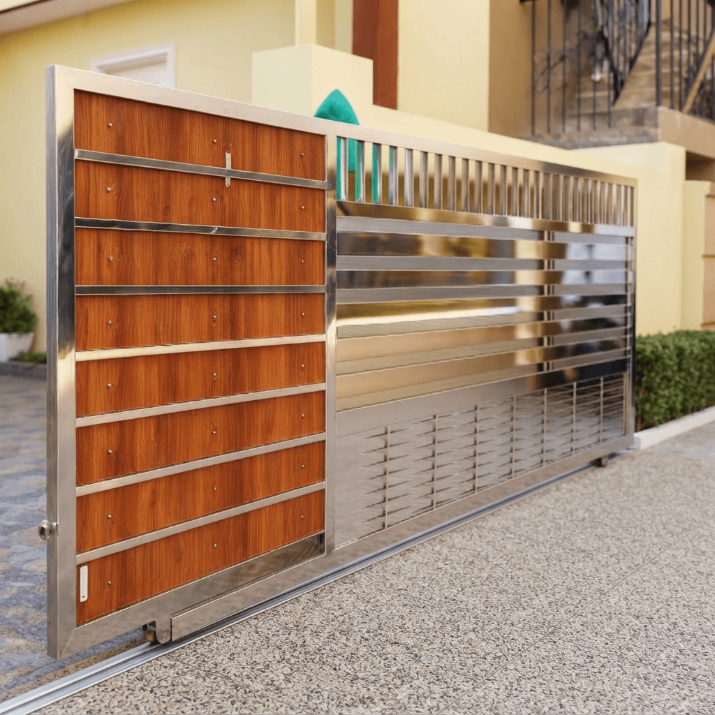 Custom sliding gate installation with industrial access hardware